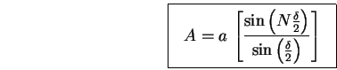 \begin{displaymath}
\mbox{
\fbox{ \rule[-1.0\baselineskip]{0pt}{2.5\baselineski . . . 
 . . . )
\over \sin \left( \delta \over 2 \right) \right]
}$~
}}
\end{displaymath}