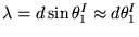 $\lambda = d \sin \theta^I_1 \approx d \theta^I_1$