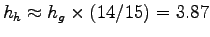 $ h_h \approx h_g \times (14/15) = 3.87$