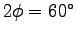 $2 \phi = 60^\circ$