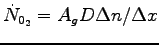 $\dot{N}_{{\rm0}_2} = A_g D \Delta n/\Delta x$